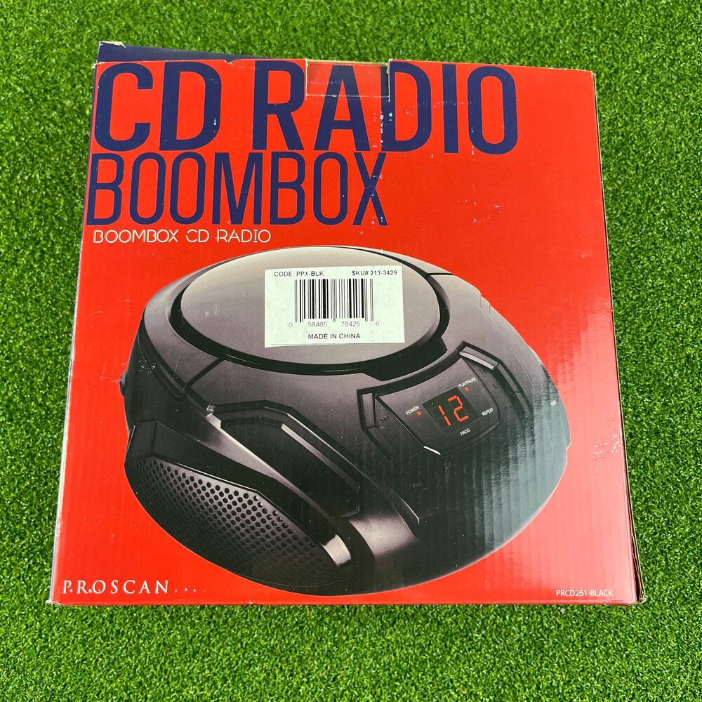 Proscan Elite Portable CD Boombox with AM/FM Radio Black Open Box